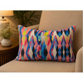 Abstract Printed Multicolour Polycanvas Lumbar Cushion Cover with filler 12 x 18 inch