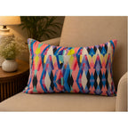 Abstract Printed Multicolour Polycanvas Lumbar Cushion Cover with filler 12 x 18 inch