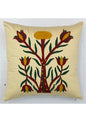 Aztec Tree Suzani Embroidered Cotton Satin Cream Cushion Cover 16"x16"
