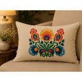 Classic Polaska Floral Printed Offwhite Polyester Lumbar Cushion Cover with filler 12 x 18 inch