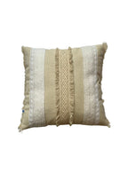 Crochet Lace Fringes Designer Cream Cotton Slub Cushion Cover Size 16"x16" Set of 2