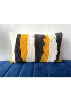 Boho Tufted Abstract Embroidered Multicolour Cotton Lumbar Cushion Cover with filler 12 x 18 inch