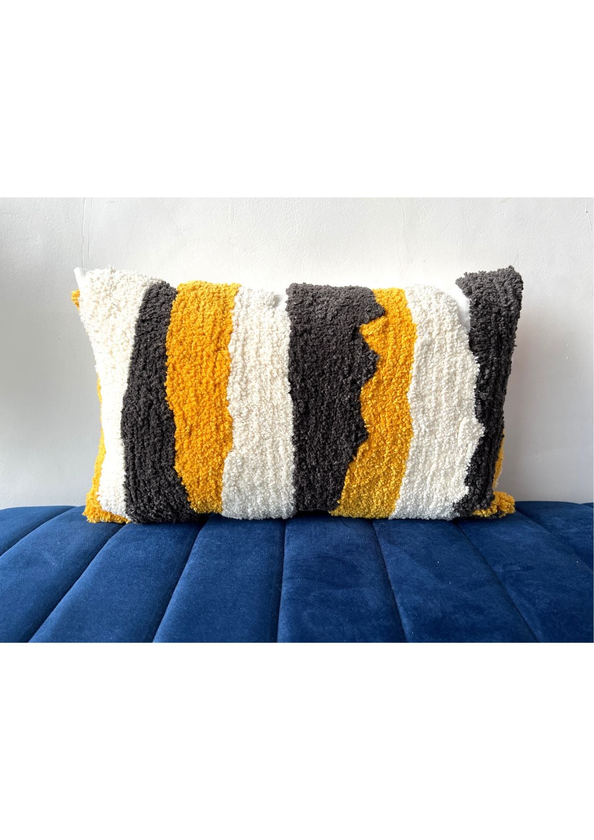 Boho Tufted Abstract Embroidered Multicolour Cotton Lumbar Cushion Cover with filler 12 x 18 inch