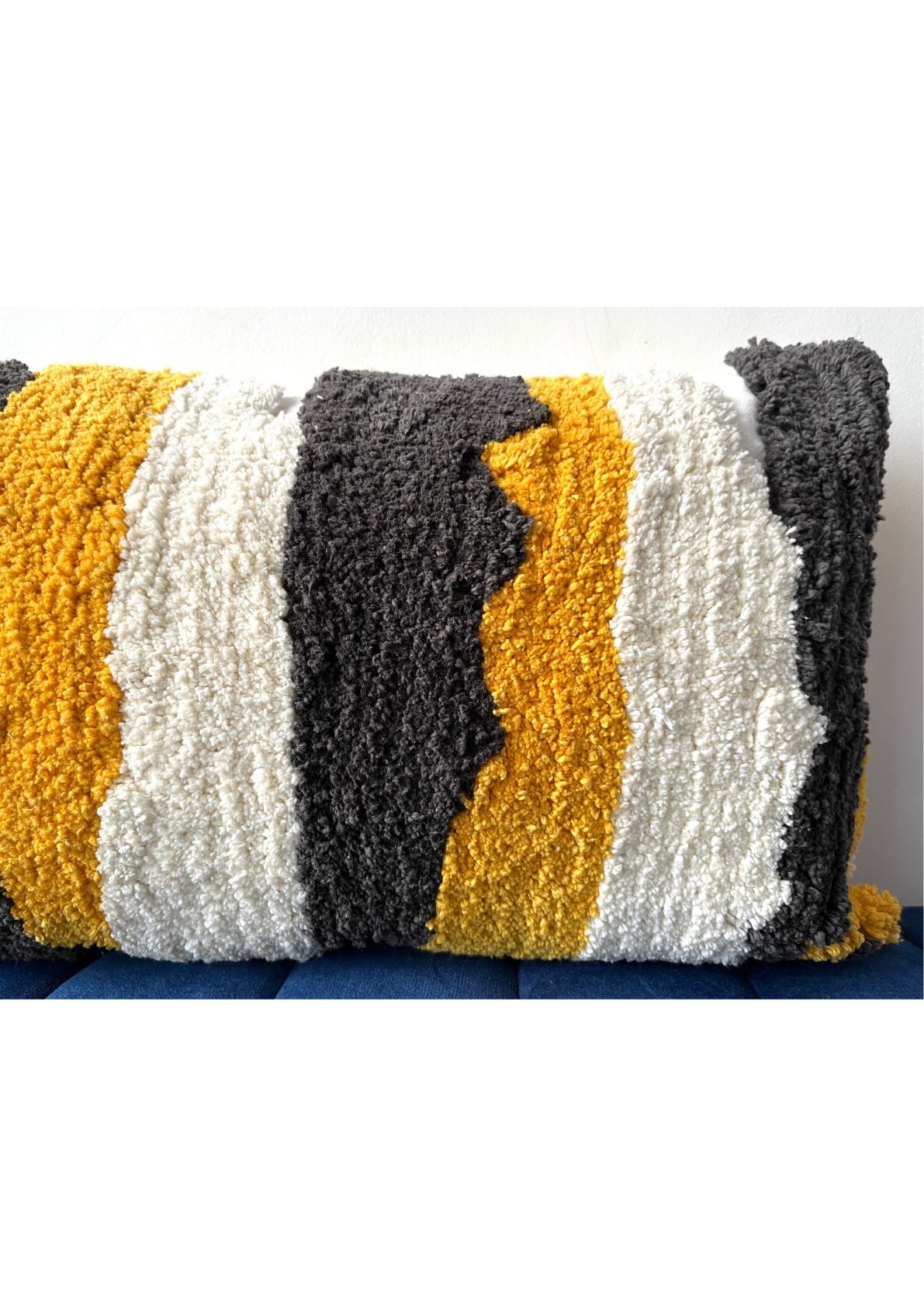 Boho Tufted Abstract Embroidered Multicolour Cotton Lumbar Cushion Cover with filler 12 x 18 inch