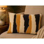 Boho Tufted Abstract Embroidered Multicolour Cotton Lumbar Cushion Cover with filler 12 x 18 inch