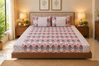 Ikat Mosaic Printed 100% Cotton King Size Bedsheet 90 x 100 inches