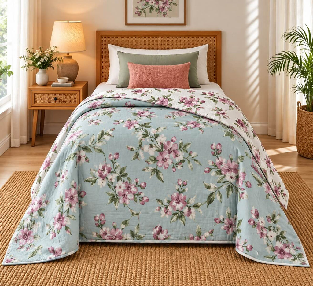 100% Cotton Mulmul Dohar Single Bed Printed Reversible 60 x 90 Inches