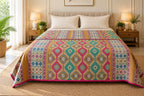 100% Cotton Dohar Double Bed 108 x 108 Inches Festive Metallic Printed Reversible Mulmul