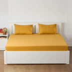 Classic And Grace Plain Chambray 100% Cotton Fitted King and Queen Size Bedsheet