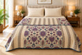 100% Cotton Mulmul Dohar Double Bed 108 x 108 Inches Festive Rangoli Metallic Printed Reversible