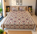 Royal Riwaaz Metallic Printed 100% Cotton Super King Size Bedsheet Teal Blue 108 x108 inches