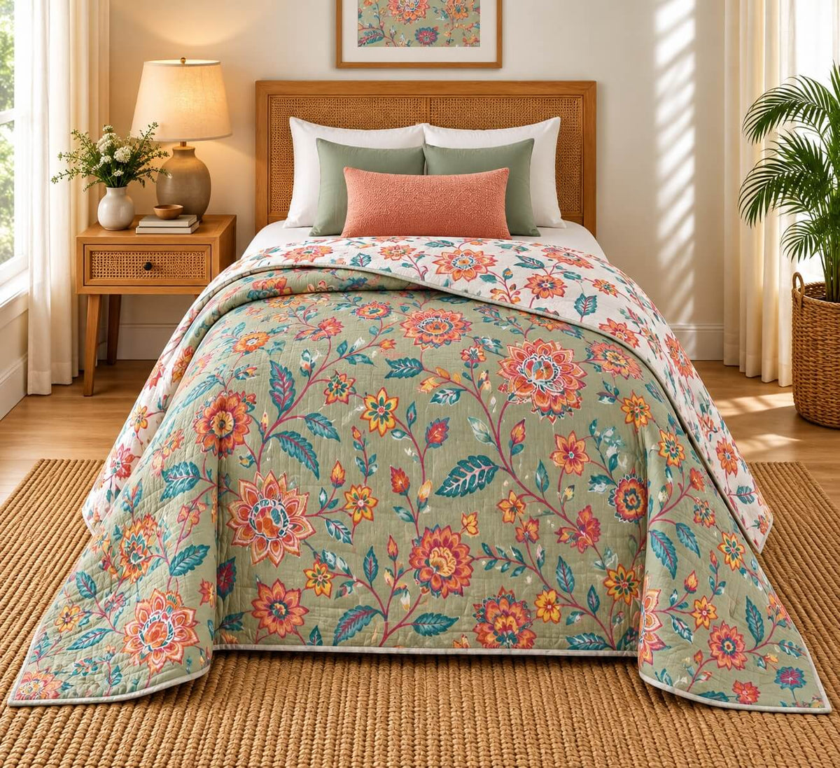 100% Cotton Mulmul Dohar Single Bed Printed Reversible 60 x 90 Inches