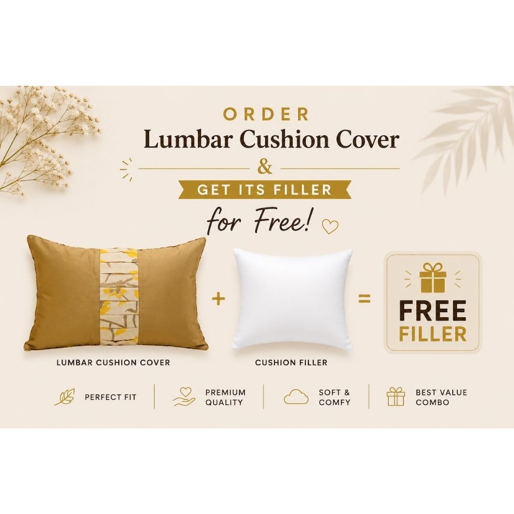 Classic Solid Golden Polyester Lumbar Cushion Cover with filler  12 x 18 inch