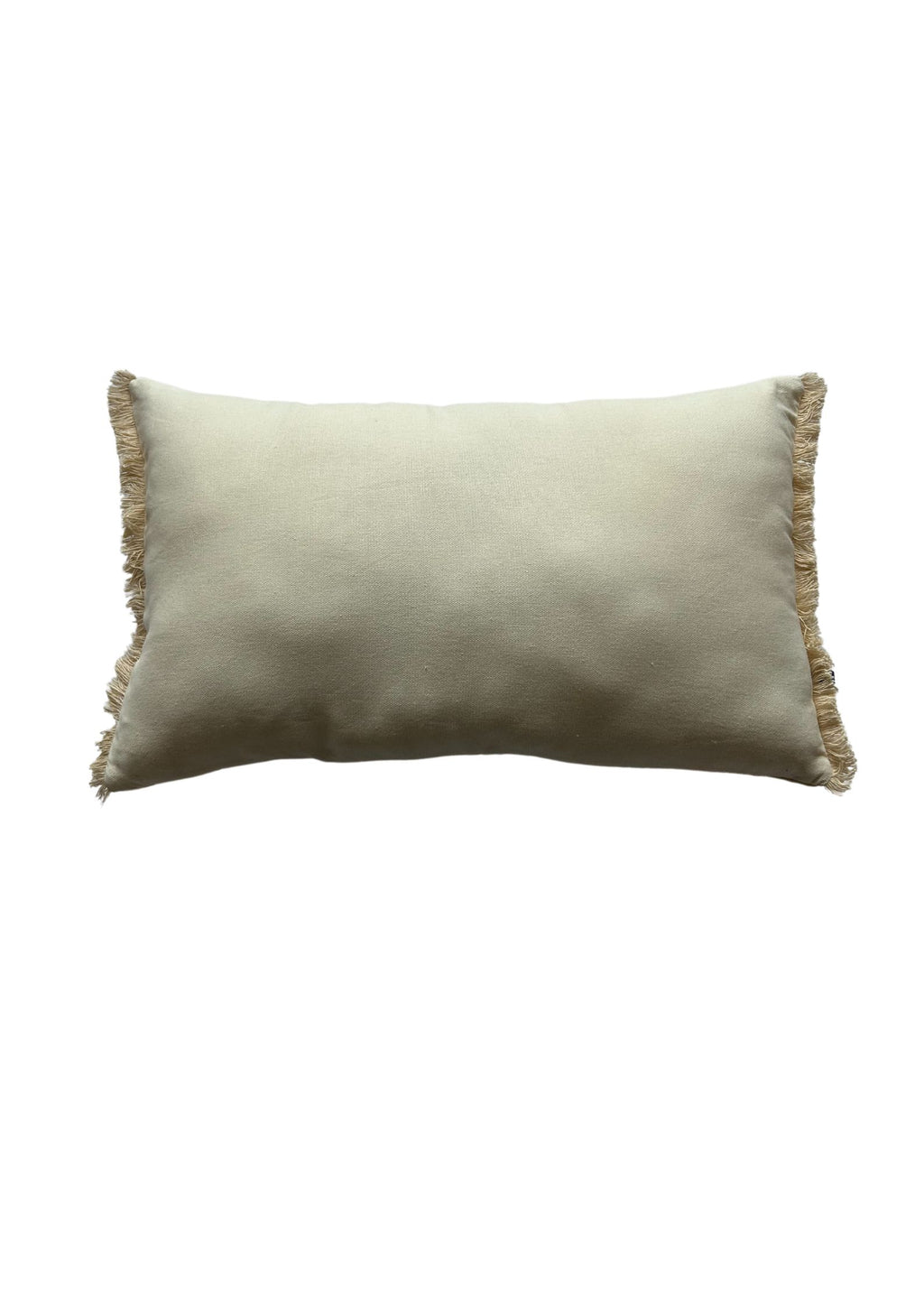 Hand Embroidery Interlace Design Cream Cotton Slub Lumbar Cushion Cover Size 12"x 20"