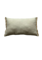 Hand Embroidery Interlace Design Cream Cotton Slub Lumbar Cushion Cover Size 12"x 20"