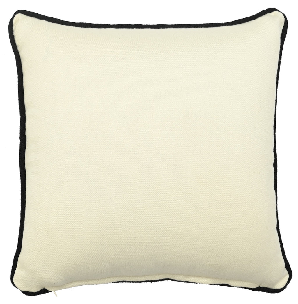 African Tusker Elephant Print Art Silk Cheneil Weave Offwhite Cushion Cover Size 16"x16"