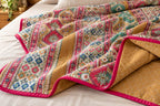 100% Cotton Dohar Double Bed 108 x 108 Inches Festive Metallic Printed Reversible Mulmul