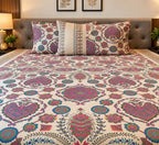 Royal Riwaaz Metallic Printed 100% Cotton Super King Size Bedsheet Teal Blue 108 x108 inches