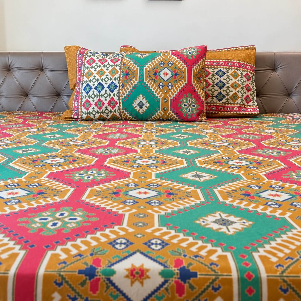 100% cotton super king size bedsheet 108 x 108 inches festive meenakari sitara printed