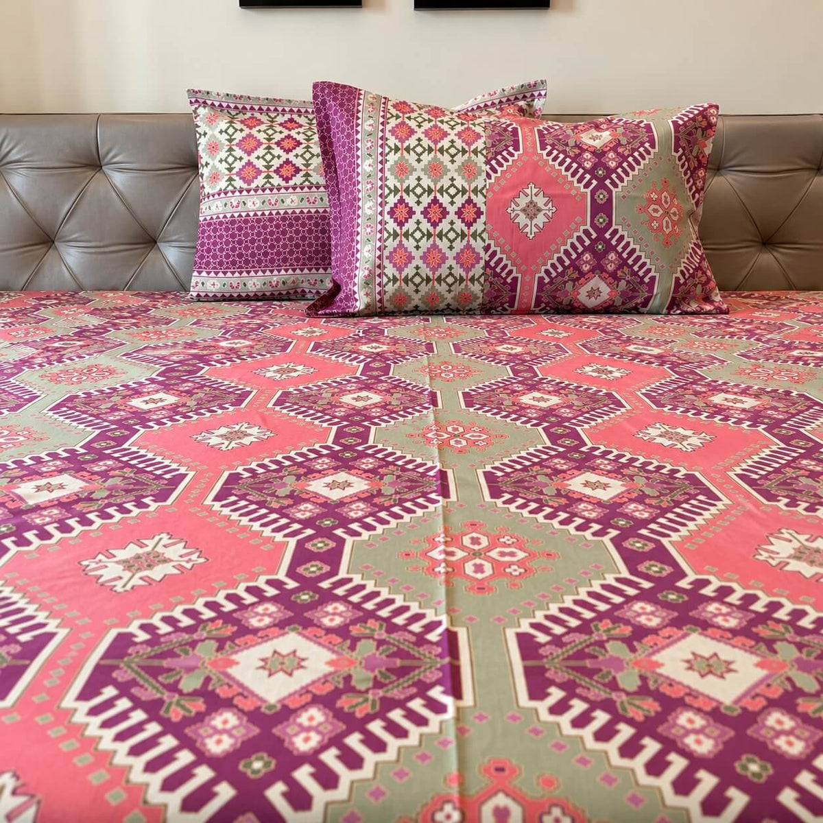 100% cotton super king size bedsheet 108 x 108 inches festive meenakari sitara printed
