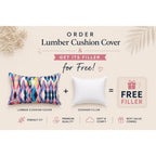 Abstract Printed Multicolour Polycanvas Lumbar Cushion Cover with filler 12 x 18 inch