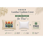Classic Polaska Floral Printed Offwhite Polyester Lumbar Cushion Cover with filler 12 x 18 inch