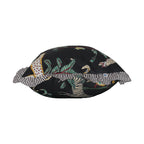 Wild Tropica Print Solid Black Frill Reversible Cotton Cushion Cover Size 16"x16" Set of 2