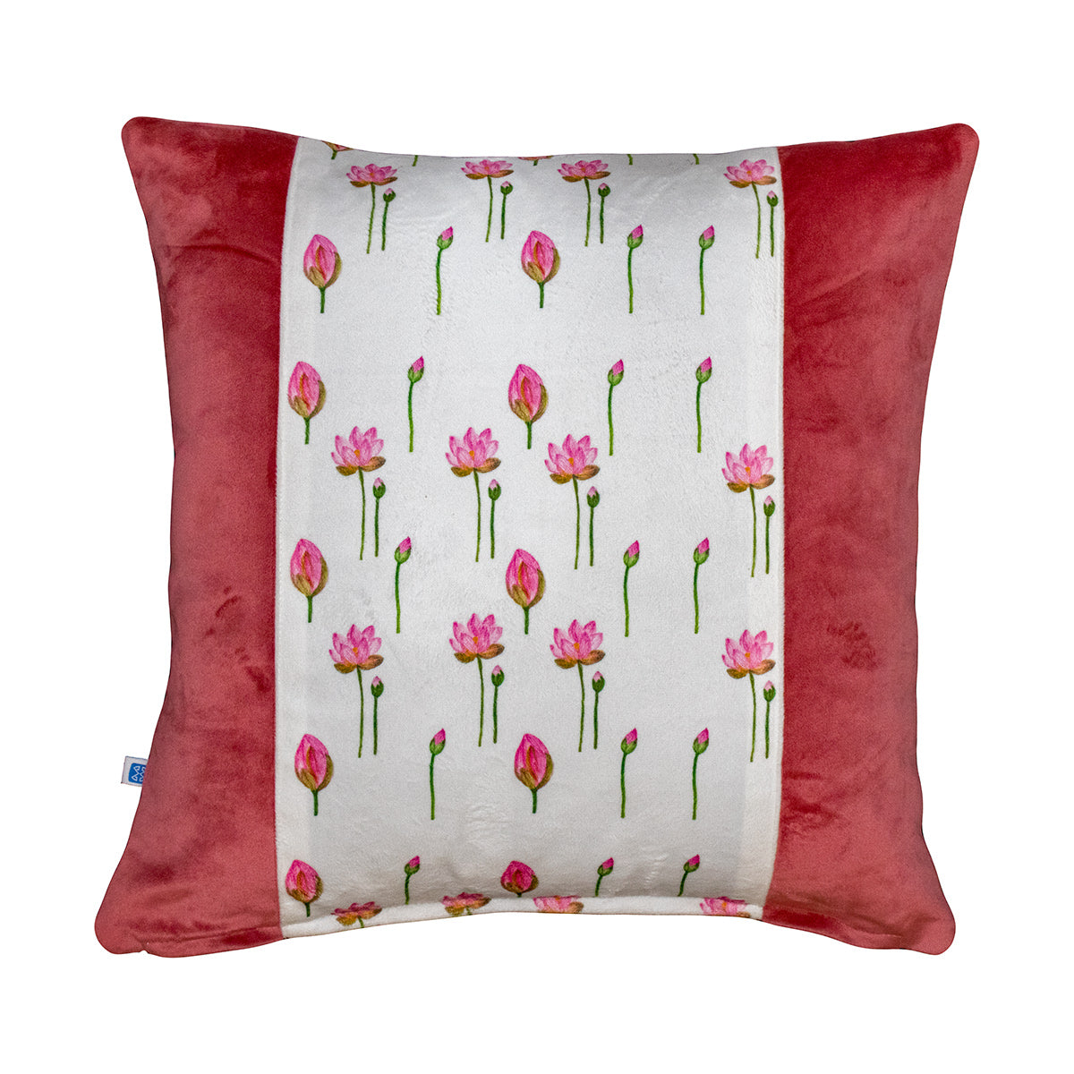 Pichwai Petal Bliss Lotus Printed Pink Velvet Cushion Cover Size 16" x 16"