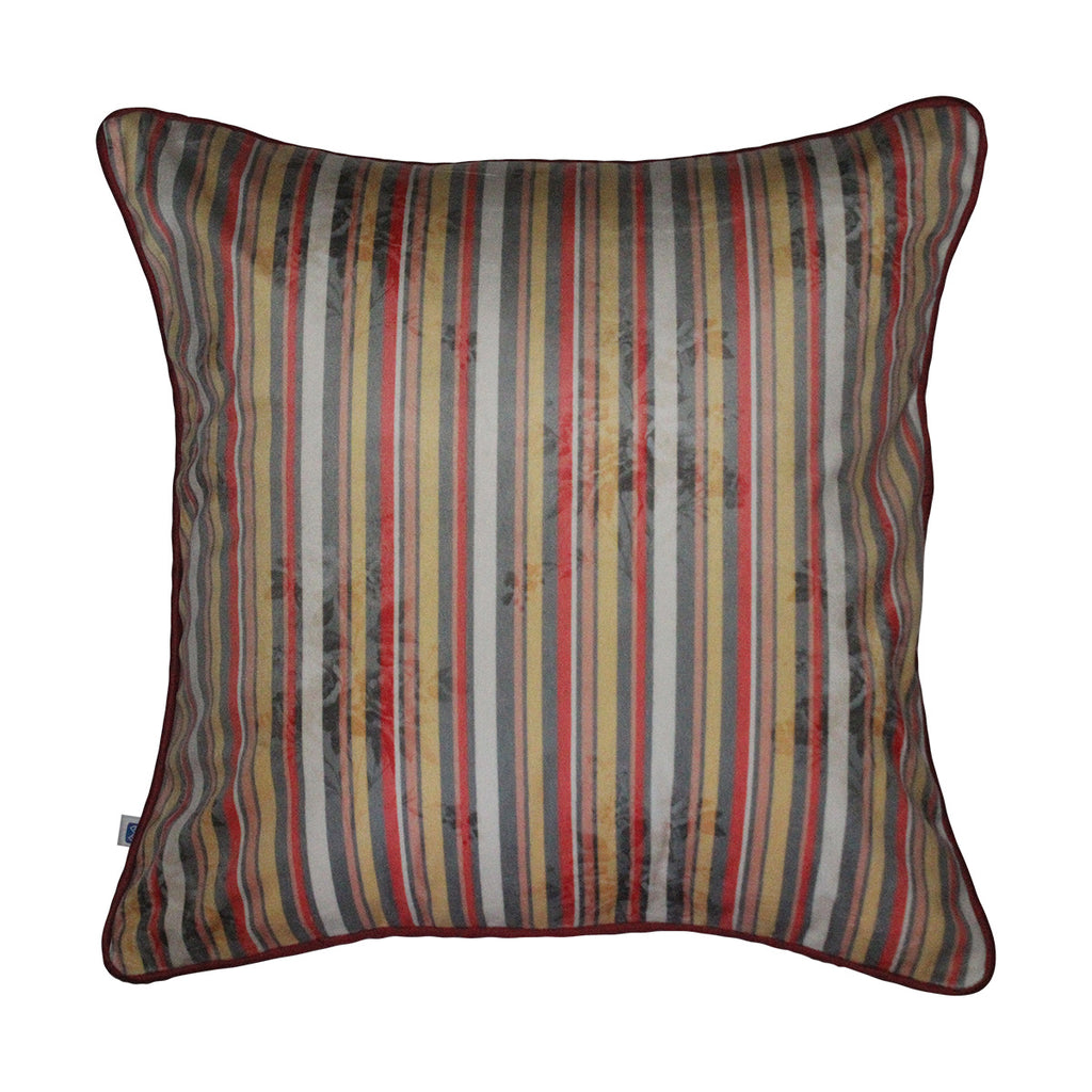 Stripes of Elegance Coral Geometric Mix and Match Print Velvet Cushion Cover 16" x 16" Set of 2