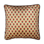 Mughal Era Blossoms Print Velvet Maroon Cushion Cover 16" x 16"