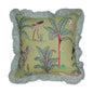 Wild Tropica Print Solid Green Frill Reversible Cotton Cushion Cover Size 16"x16" Set of 2