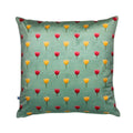 Pichwai Tulip Bloom Printed Sea Green Velvet Cushion Cover  16" X 16"
