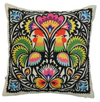 Decorative Polska Cock Print Art Silk Chenille Weave Multicolour Cushion Cover Size 16"x16"