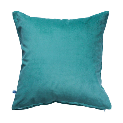 Aqua Splash Reversible Velvet Turquoise Blue Solid Cushion Cover Size 16" x 16"