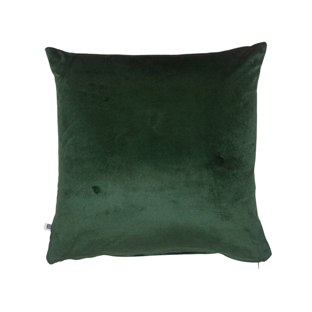 Evergreen Green Solid Reversible Velvet Cream Cushion Cover Size 16" x 16"