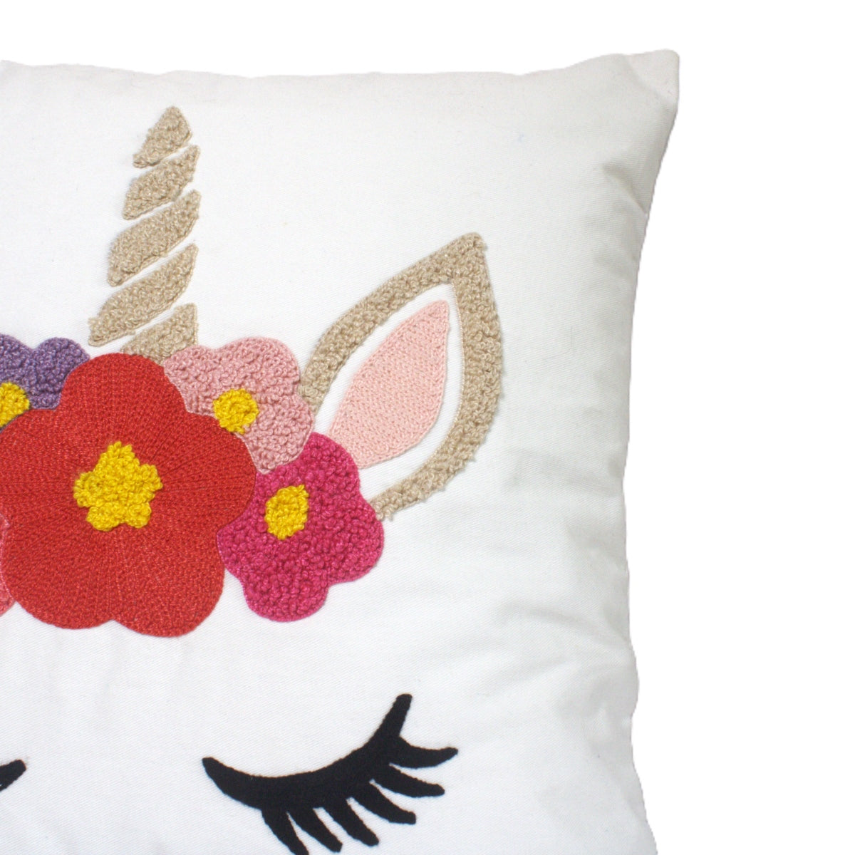 Cute Unicorn Embroidered Cushion Cover Size 16"x16"