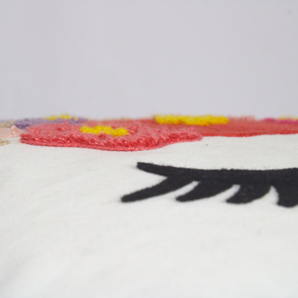 Cute Unicorn Embroidered Cushion Cover Size 16"x16"