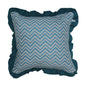 Block Print Global Threads Solid Blue Frill Reversible Cotton Cushion Cover Size 16"x16" Set of 2