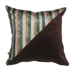 Stripes of Elegance Green Brown Geometric Mix and Match Print Velvet Cushion Cover 16" x 16" Set of 2