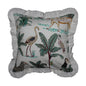 Wild Tropica Print Solid White Frill Reversible Cotton Cushion Cover Size 16"x16" Set of 2
