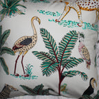 Wild Tropica Print Solid White Frill Reversible Cotton Cushion Cover Size 16"x16" Set of 2