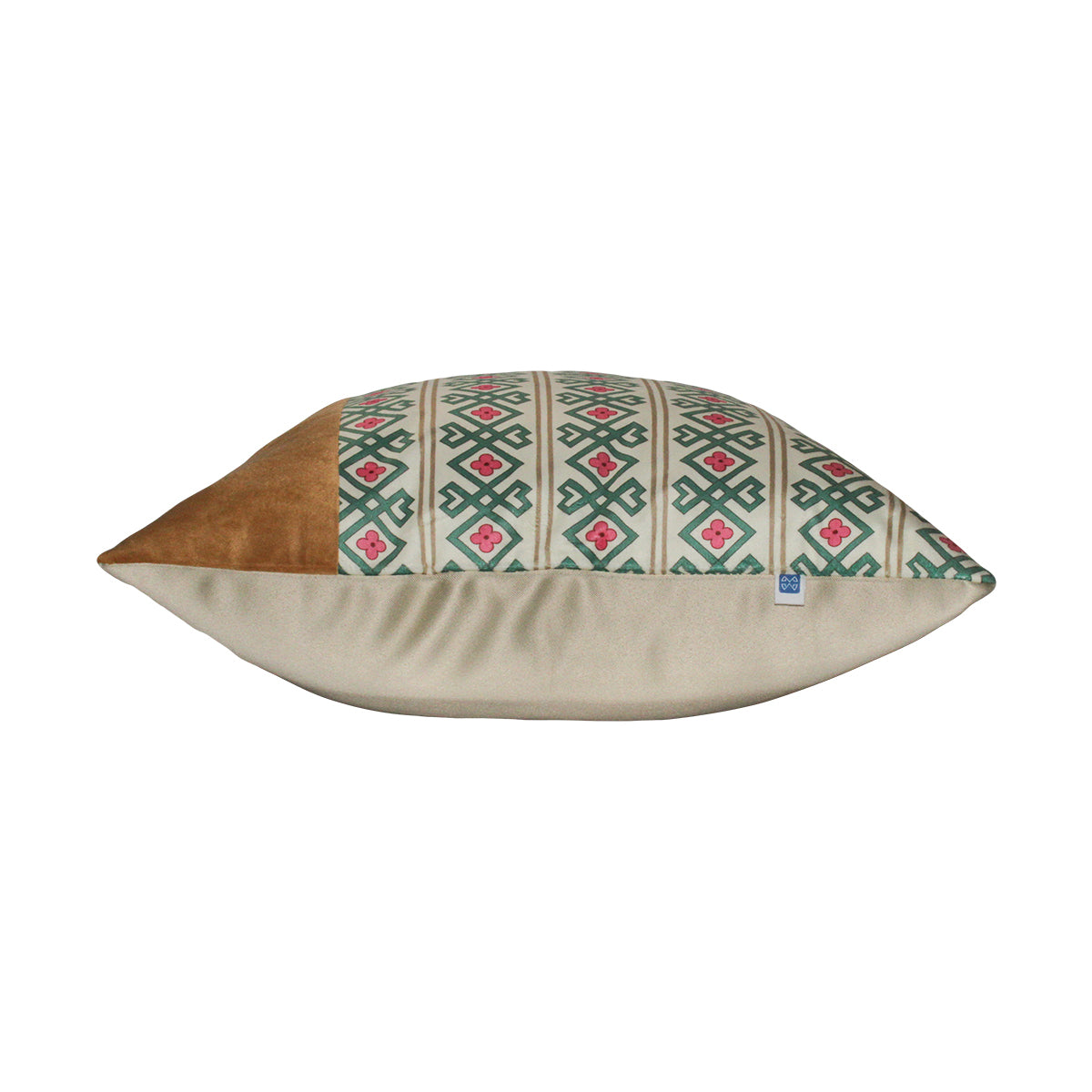 Designer Rhythmic Ribbons Print Velvet Camel Cushion Cover  16" X 16"