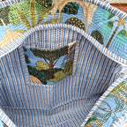 Hand Block Heritage Printed Quilted Tote Bag Blue Size 18"x18"