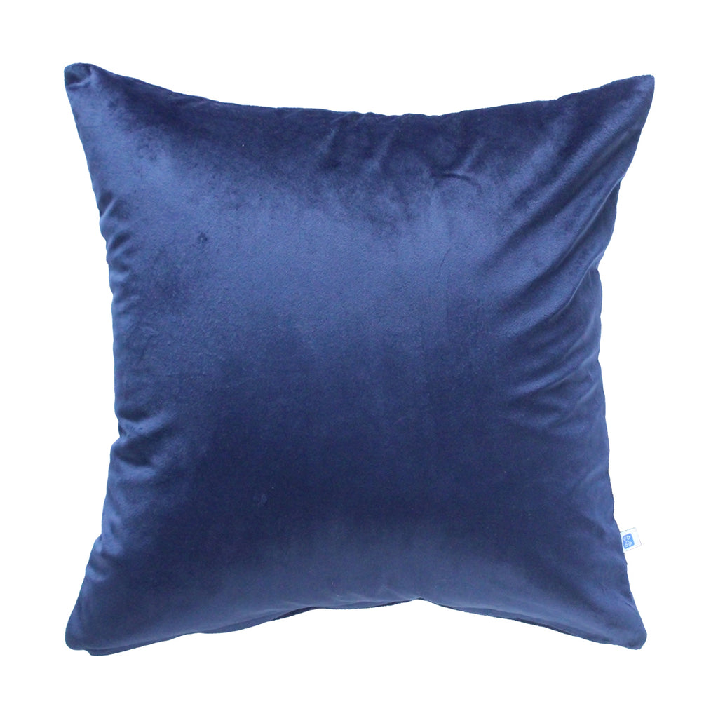 French Navy Reversible Velvet Navy Blue Solid Cushion Cover Size 16" x 16"