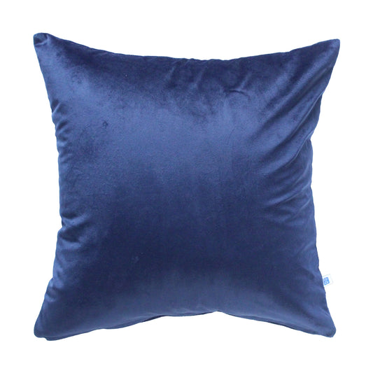French Navy Reversible Velvet Navy Blue Solid Cushion Cover Size 16" x 16"