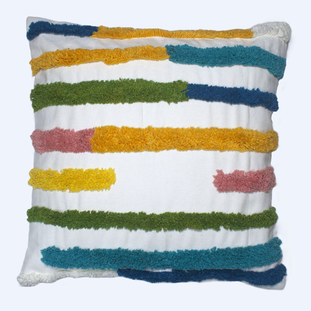 Boho Textured Rainbow Elegance Cotton Cushion Cover Multicolour Set of 5 16 x 16 inch