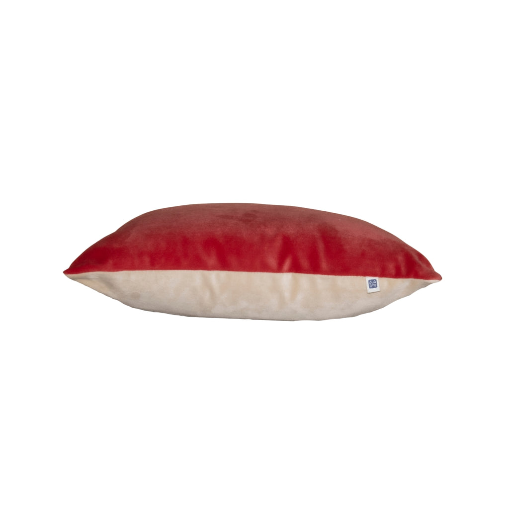 Sangria Solid Reversible Velvet Wine and Cream Cushion Cover Size 16" x 16"