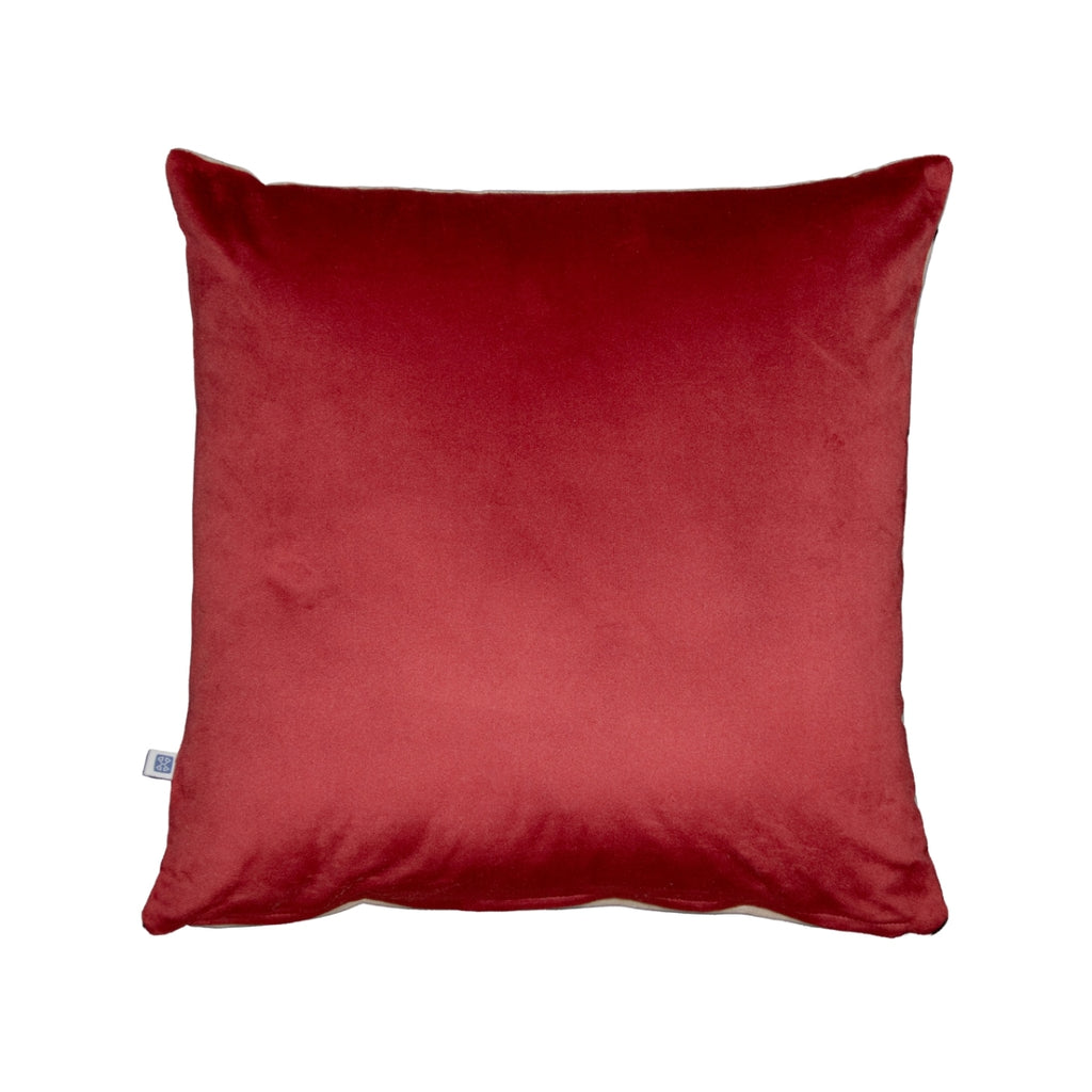 Sangria Solid Reversible Velvet Wine and Cream Cushion Cover Size 16" x 16"