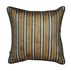 Stripes of Elegance Mustard Geometric Mix and Match Print Velvet Cushion Cover 16" x 16" Set of 2