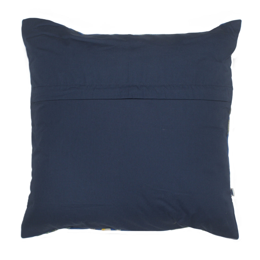 Heritage Elephant Print Cotton Canvas Cushion Cover Blue Size 16” x 16”